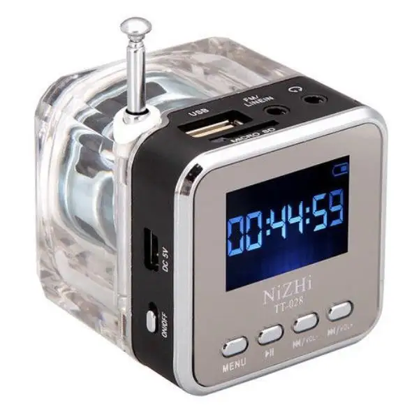 Черный Мини USB MicroSD карта fm-радио ЖК-дисплей динамик Музыка MP3-плеер новая мини алюминиевая вибрационная пленка громкий динамик 0930 - Цвет: Черный
