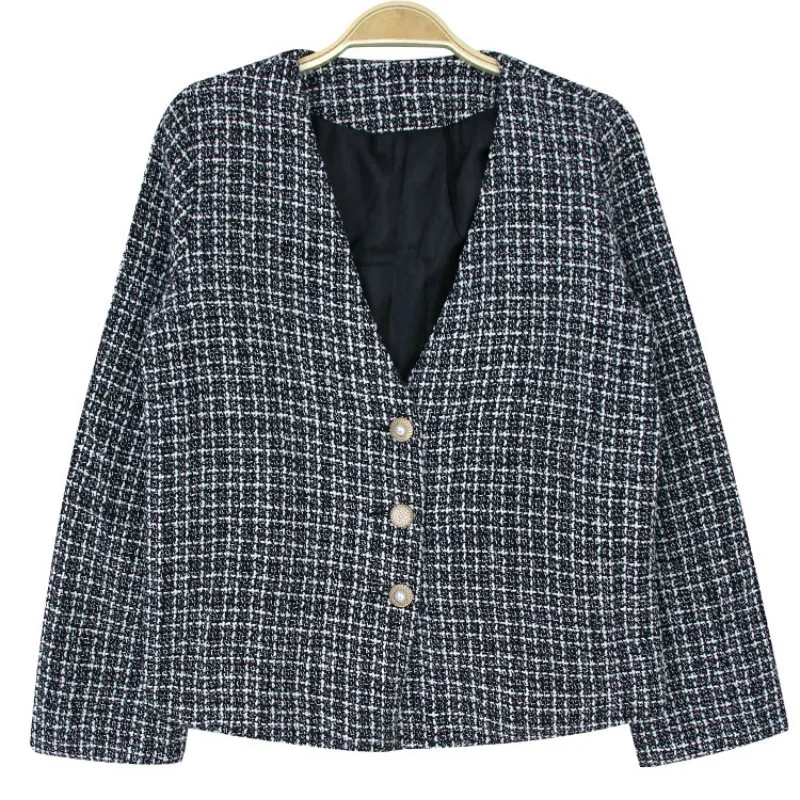 

TRODEAM Fashion Spring Casual Slim Women Plaid Tweed jacket Coats Long Sleeve Streetwear Coats Elastic Ladies Outwear jackets