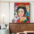 Современный портрет Граффити Арт холст картины Британский Queen класса люкс Плакаты и принты настенные картины для Декор в гостиную
