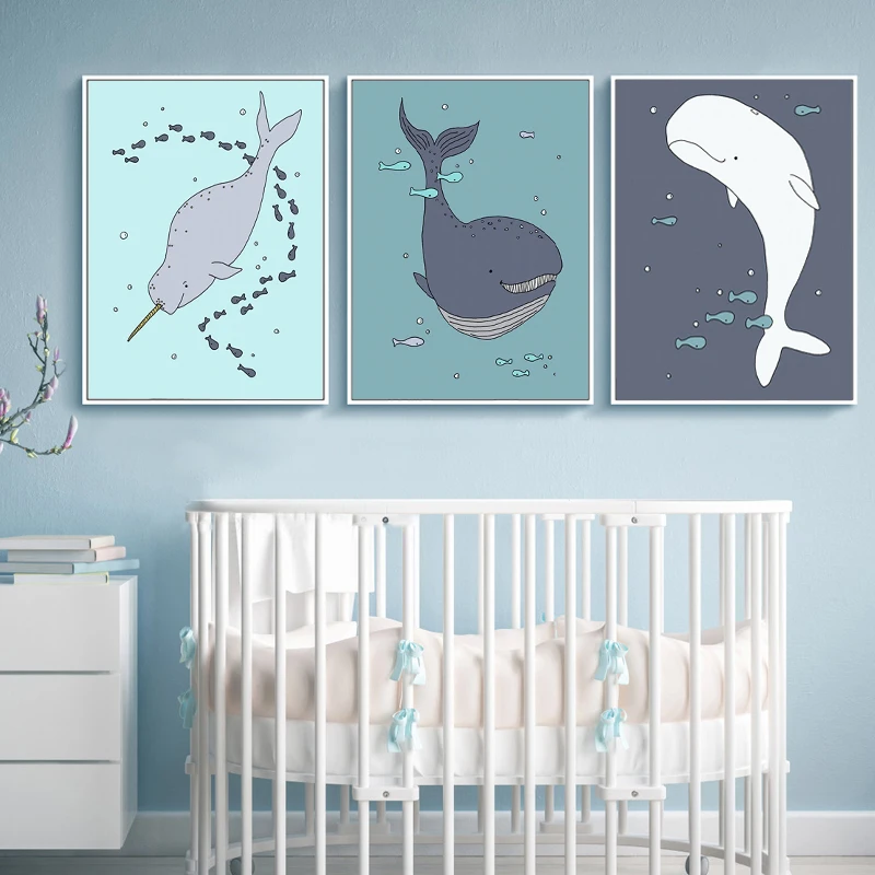 Китовая наружная живопись Настенная картина холст постеры и принты в