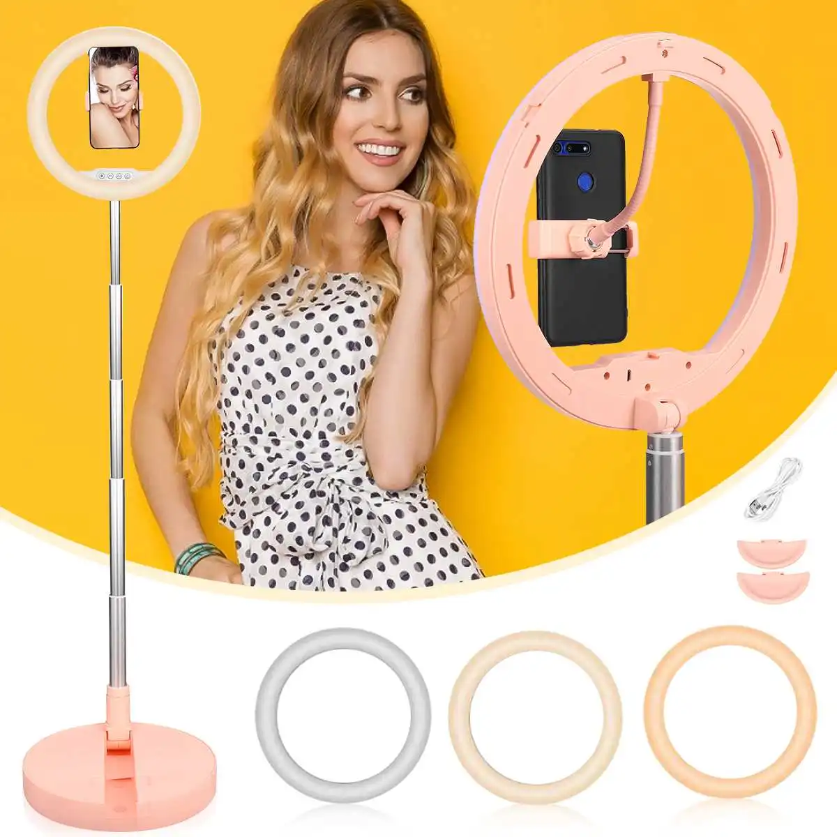 

10" LED Ring Light Photographic Selfie Ring Lighting with Stand for Smartphone Youtube Makeup Video Studio Ring Light