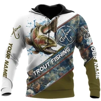 newest custom name hoodie trout salmon fishing 3d all over printed mens hoodies unisex sweatshirt casual pullover