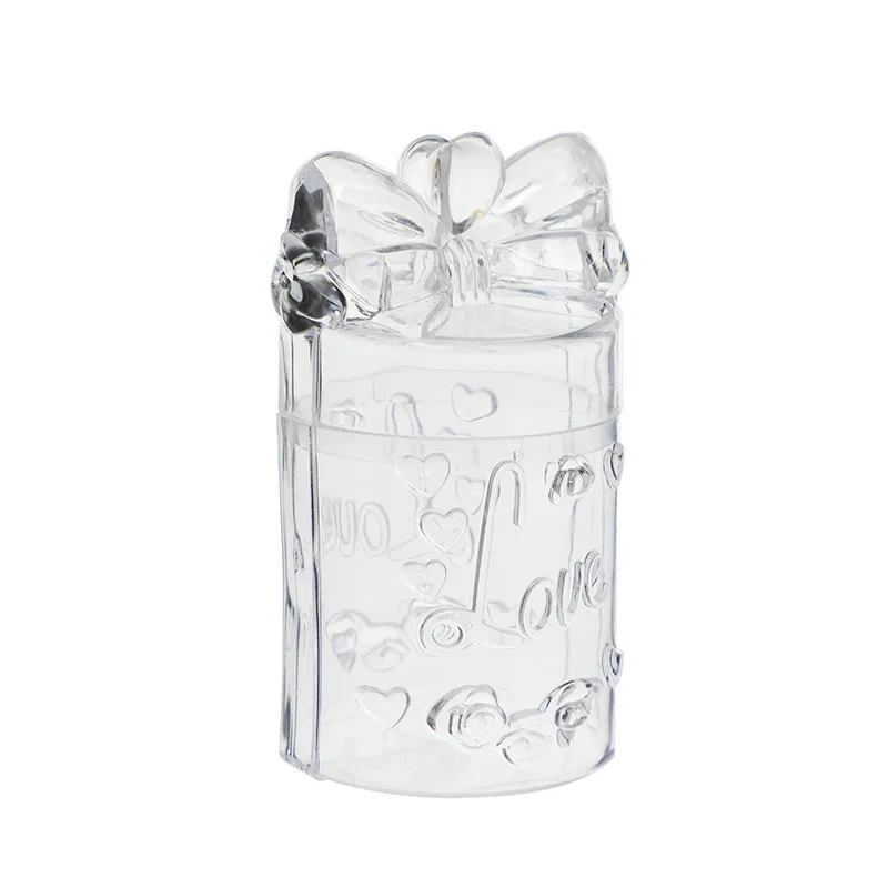 

12pcs Cylinder Bow Transparent Small Storage Box Crystal Mud Packing Box Candy Box Festival Decoration Candy Storage Gift Boxes
