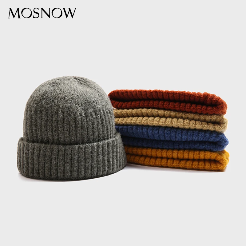 Шапки Skullcap для взрослых зимние короткие теплые вязаные шапки повседневные широкие в стиле хип хоп мужчин и