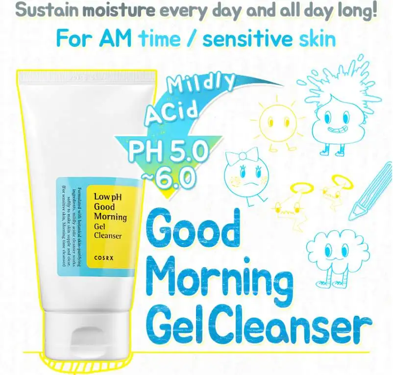

COSRX Low pH Good Morning Gel Cleanser 150ml Face Exfoliator Facial Cleanser Recovery Gel (For Sensitive Skin) 1pcs