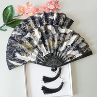 japanese style sakura crane folding fan ladies outdoor decorative hand fan home decorations dance wedding gift souvenir