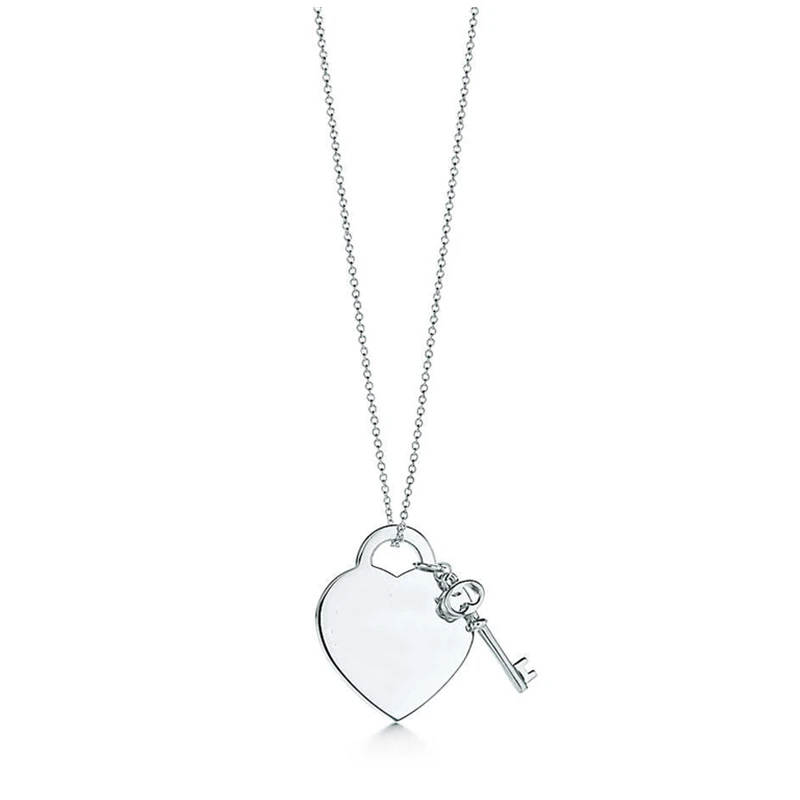 

Women Jewelry 1:1 Luxury Brand S925 Sterling Silver Jewelry Hot Sale Heart & Key Pendant Necklaces Birthday Valentine GIFT