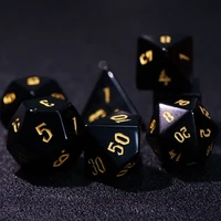 black agate dd dice set natural gemstone handmade engraved obsidian polyhedral dnd dice for rpg coc borad table games