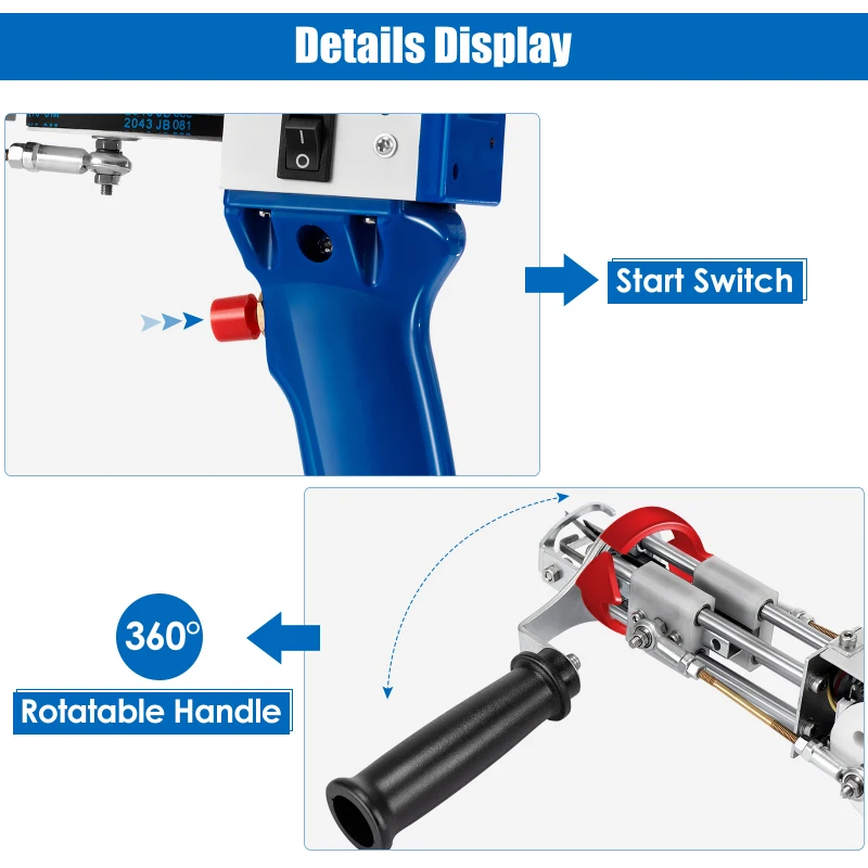 

110V-240V Electric Hand Carpet Tufting Gun Rug Weaving Flocking Machines Loop Pile Cut Pile Knitting Power Tools Industrial