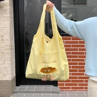 women shoulder bag 2022 kawaii canvas tote bag fashion casual girl shopper bags cartoon embroidery letter cheese yellow handbags