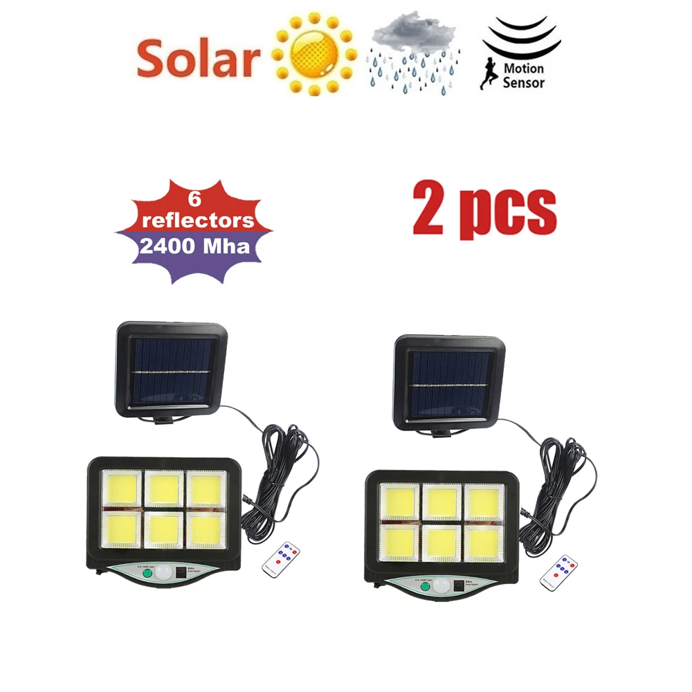 

2pcs seperable Solar Light Street Lamp 128 COB Induction LED Solar powered Waterproof PIR Motion sensor for Garden Courtyard Lig