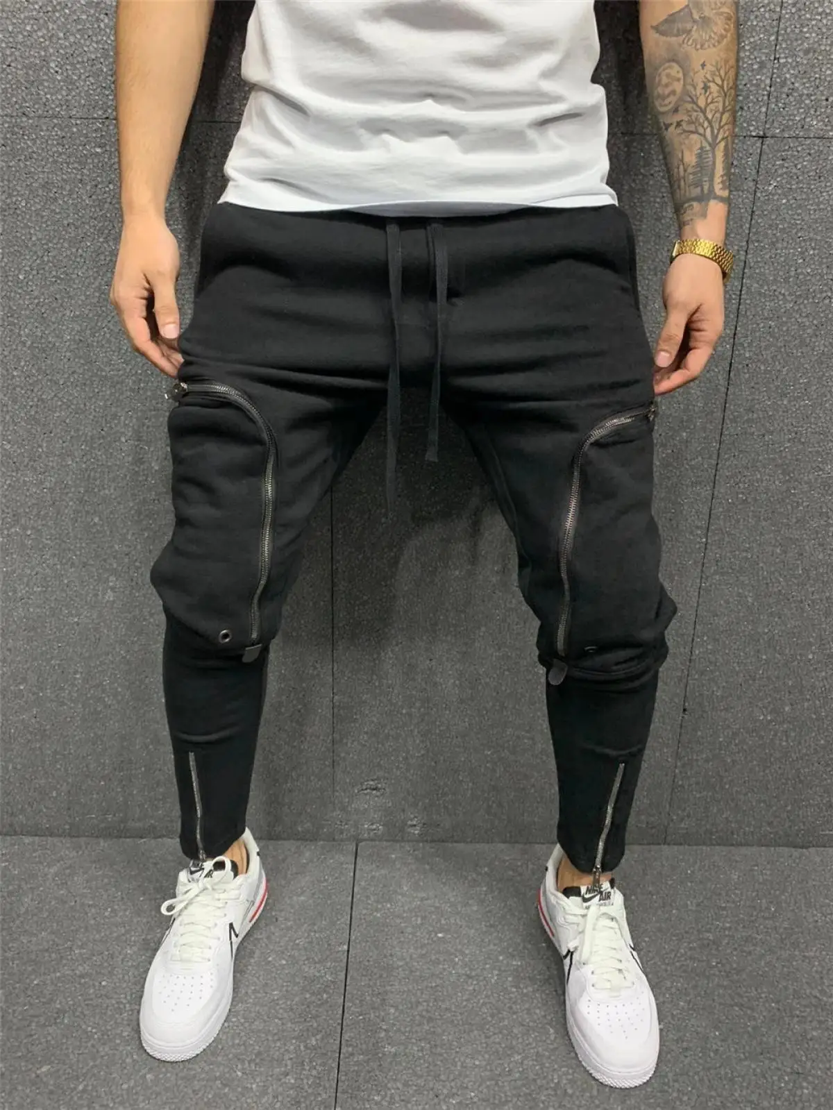 

Men's outdoor sports casual pants multi-zip pocket jogging trousers hip-hop streetwear Harajuku harem sweatpant