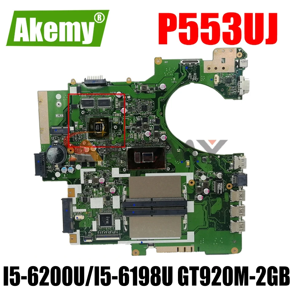 

Akemy P553UJ Laptop motherboard for ASUS P553UJ P553U PRO553UJ PRO553U original mainboard I5-6200U/I5-6198U GT920M-2GB
