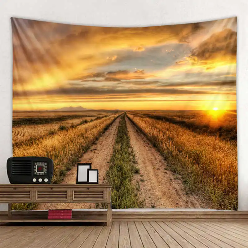 

Wheat Scenery Field Tapestry Bohemian Wall Hanging Dream Hanging Cloth Mandala Printed Tapestry Living Room Bedroom Home Decor