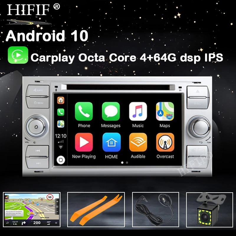 Автомобильный мультимедийный плеер IPS GPS Android10 2 Din для Ford/Mondeo/Focus/Transit/C-MAX Авто Радио