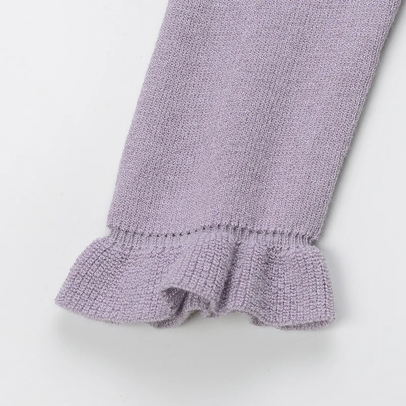 

ENGAGEMENT Zaraing Za 2021 Autumn and Winter Knitted Dress Female Fashion Lace Beaded Stitching Collar Waist Purple Long Skirt