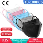 Респиратор FFP2 для взрослых, 4-слойная черная Тканевая маска с рыбками, fpp2, с фильтром KN95