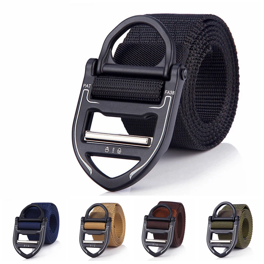 

D-Ring Tactical Belts For Men Army Military Outdoor Hunting Metal Alloy Buckle High Quality Marine Corps Men's Training Belt
