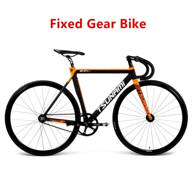 

Fixed Gear Bike Tsunami SNM300 Racing Track Bicycle Flat Spoke Wheels Aluminum Alloy Frame Olive Chain 700C 23C Tires