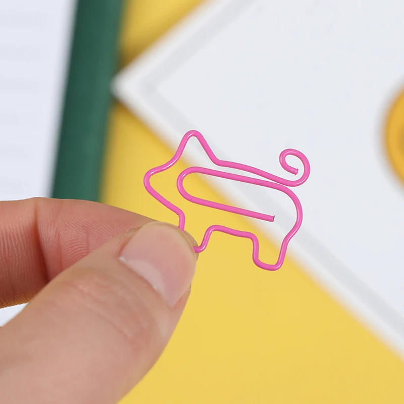 

10Pcs Cute Pink Piggy Paper Clip Creative Wrapping Plastic Animal Paper Clip