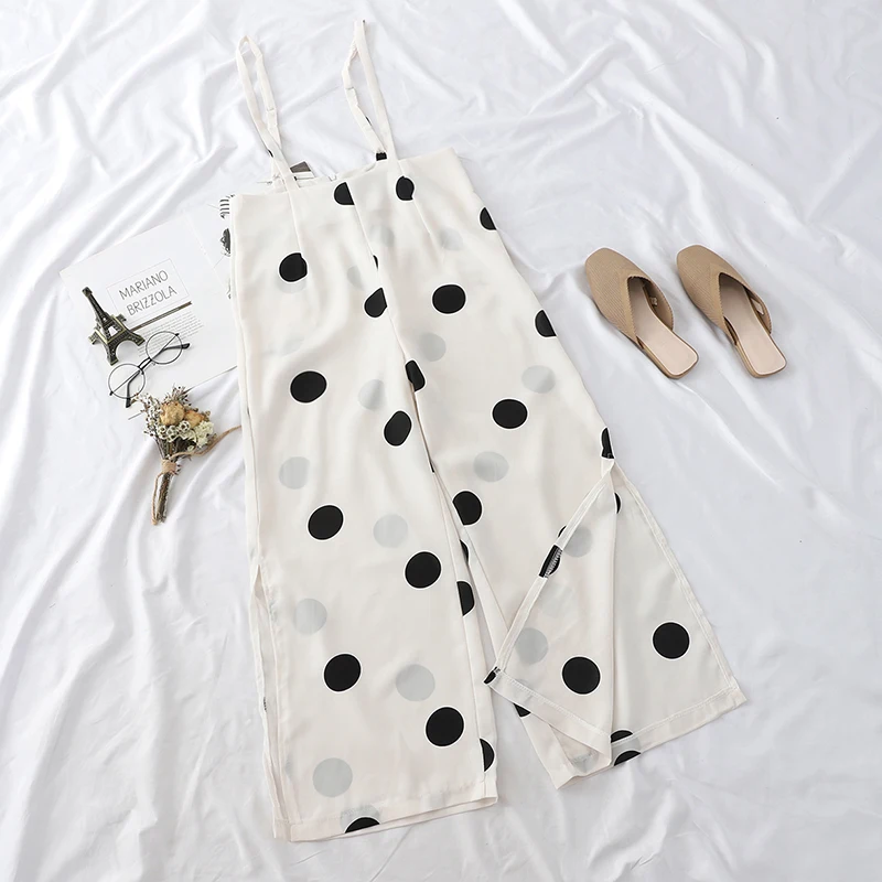 Комбинезон женский летний в горошек на тонких бретельках | Женская одежда