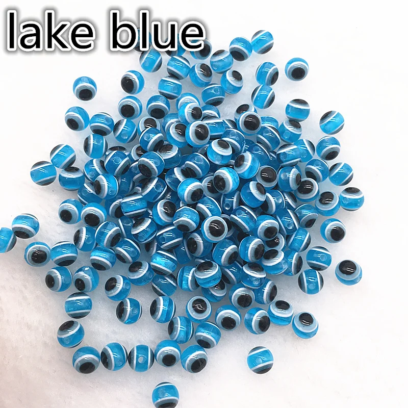 

NEW 50PCS 6mm Charms Beads Round Evil Eye Resin Beads Stripe Spacer Beads for Jewelry Making DIY Bracelet Beads