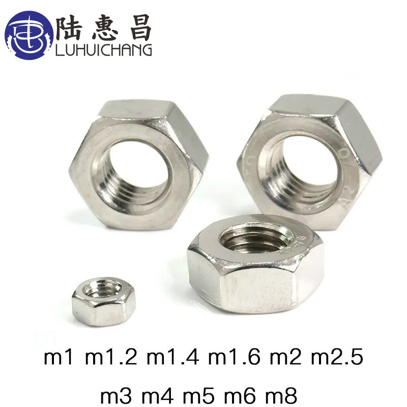 LUHUICHANG m1 m1.2 m1.4 m1.6 m2 m2.5 m3 m4 m5 m6 или m8(20 штук) Нержавеющая сталь метрической резьбы Шестигранная гайка шестигранные гайки Метрическая гайка