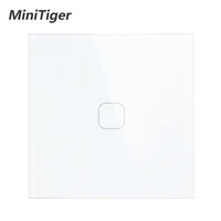 minitiger white luxury crystal glass panel 1 gang 1 way touch switch eu standard 1 gang wall touch switch