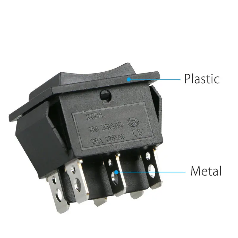 

Plastic+Metal Rocker Switch AC 250V 1.26x1.02x1.30inches Replacement Car