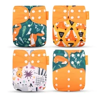 happy flute 4 pcsset cloth diapers for children adjustable wetdry bag waterproof babies diapers ecological backpack reusable