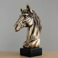 43CM BRONZE HORSE HEAD STATUE HORSE ART SCULPTURE ABSTRACT ANIMAL FIGURINE RESIN CRAFTS HOME DECORATIONS OPENING GIFT R1376
