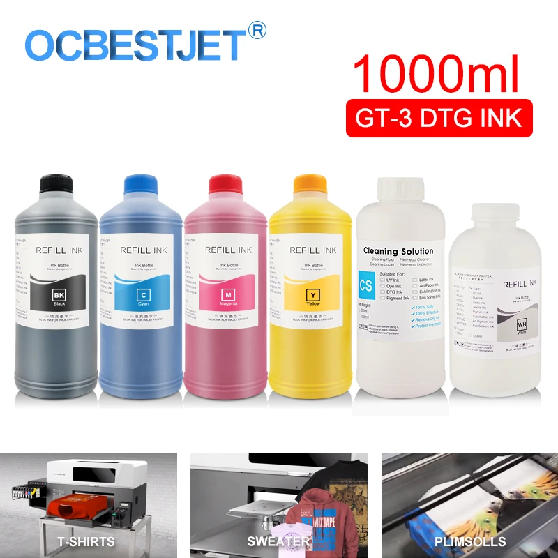 GT-3 DTG чернила для текстиля бутылка одежды чернила Brother GT-341 GT-361 GT-381 GT3 серии швейный принтер(6 видов цветов на выбор