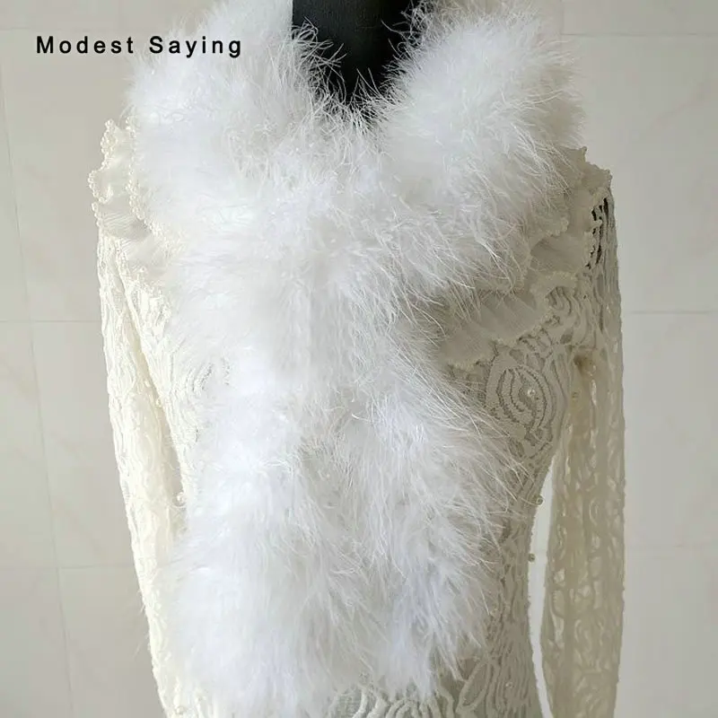 Роскошные розовые меховые пуховые шали Свадебные накидки 2019 цвета слоновой