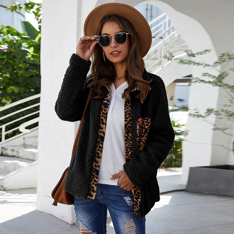 Модная женская куртка с длинным рукавом однобортная теплая зимняя из плюша и