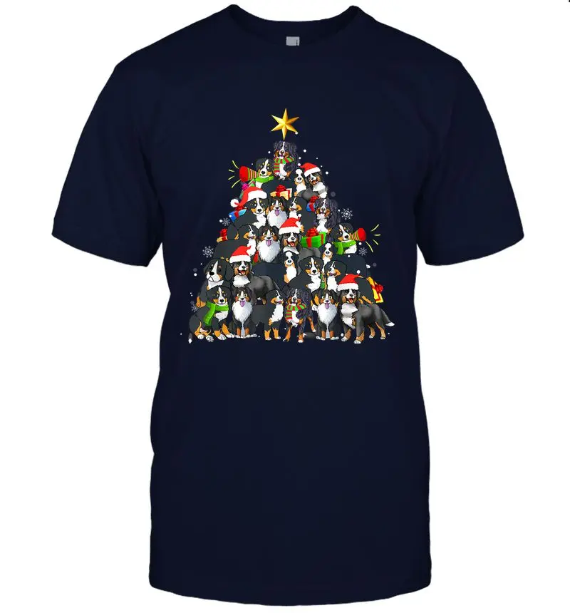 

Bernese Mountain Dog Christmas Tree Dog Lover Xmas Gift Mens T-Shirt. Summer Cotton Short Sleeve O-Neck Unisex T Shirt New S-3XL