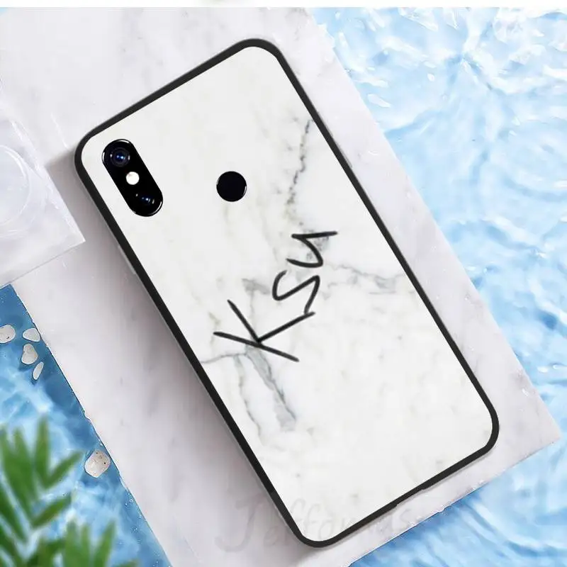 

Phone Case For Xiaomi Redmi 7 8 9t a3 9se k20 mi8 max3 lite 9 note 9s 10 pro GREY MARBLE INITIALS NAME