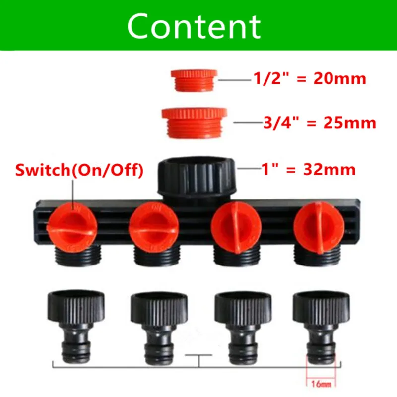 

Garden Water Distributor Hose Splitter Plastic Drip Irrigation Water Connector Agricultural 4 Way Tap Connectors