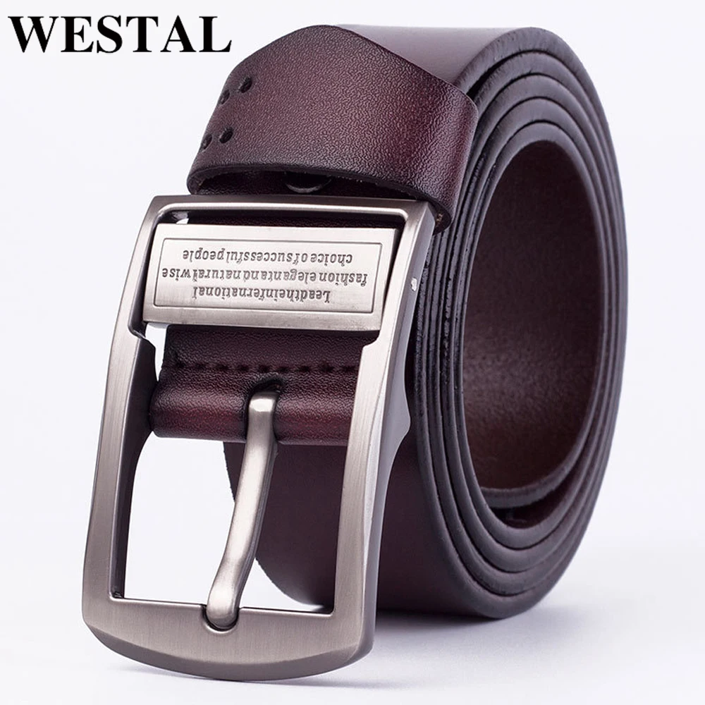 

WESTAL Men's Cowhide Genuine Leather Belts Luxury Design Buckle Belt Male Men Pin Buckle Jeans Waist Belt Elastic Waistband
