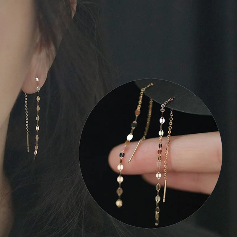 

2021 Trendy Lips O Word Chain Tassel Stud Earrings Women Gold Earrings Summer Beach Party Jewelry Accessories length about 9cm