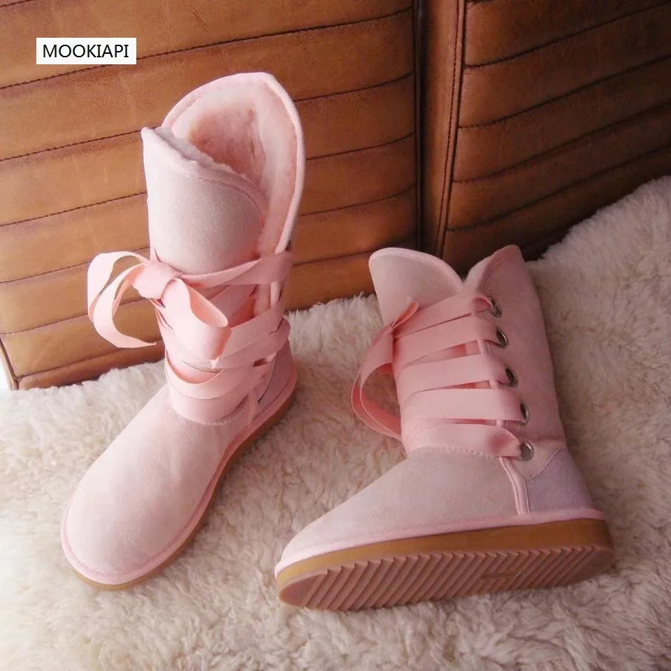 Новейший Европейский стиль 2019 г. Зимние сапоги с высоким голенищем натуральная