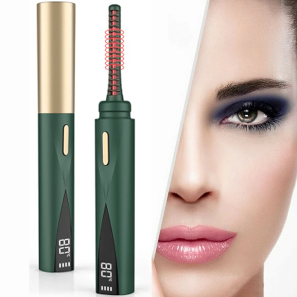 

Aurora Green LCD Electric Eyelash Curler Adjustable Temperature Eyelash Curler Rechargeable Makeup Tool Eyelash Accessories