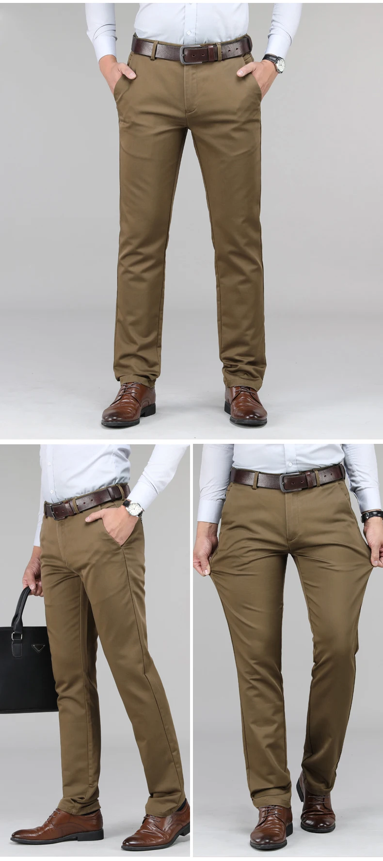 Plus Size 40 42 44 Men's Tencel Casual Pants Not Ash High Quality Fashion Business Straight Elastic Trousers Male Brand Clothes