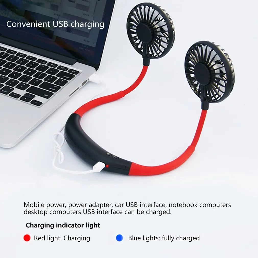 

Sports Fan Usb Charging Portable Foldable Hanging Neckband Fan Mini Portable Sports Fan 3 Speeds Rechargeable Air Cooler