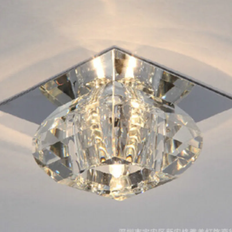 Modern brief 3W LED G4 bulb ceiling light fixture home deco aisle living room square crystal ceiling lamp AC 85-265V