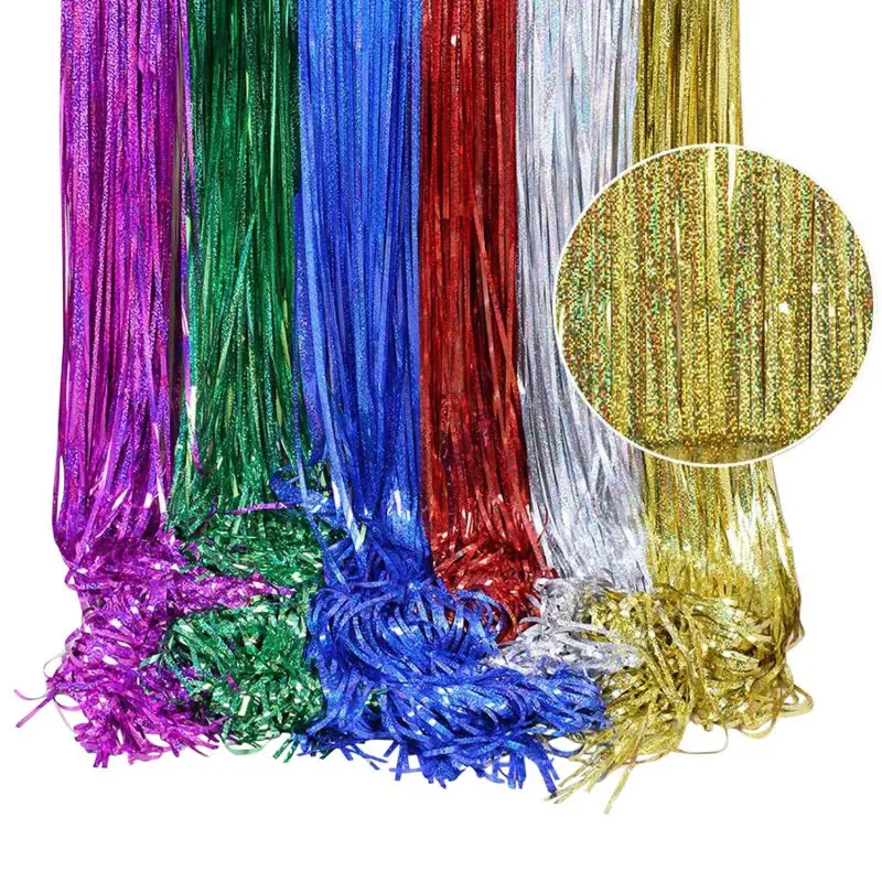 

Wedding Backdrop Decoration Shiny Fringe Curtains Backdrop For Parties Wedding Valentine Decorations Metallic Colorful Curtain