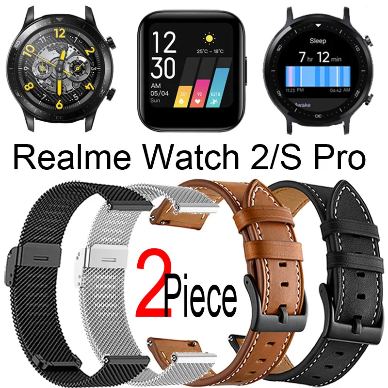 

Leather Bracelet For Realme Watch S 2 Pro Strap Milanese Watchband