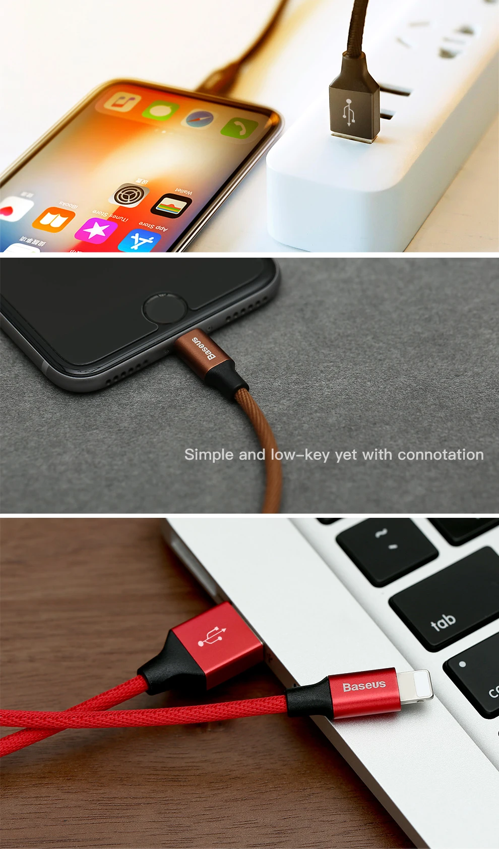 Baseus usb-кабель для iPhone X, 8, 7 Plus, кабель для быстрой зарядки, usb-кабель для мобильного телефона, кабель для передачи данных для iPhone 5, 6, 6 S, iPad, usb-кабель для зарядки