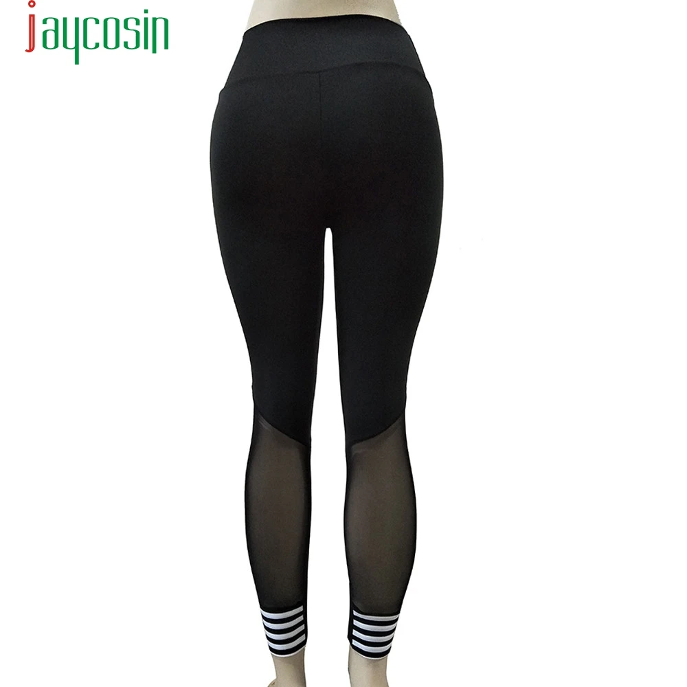 

2019 Leggings Women Striped Mesh Stitching Leggings Elastic Fitness Sport Pants Running Fitness Gym Sport Leggings A#25