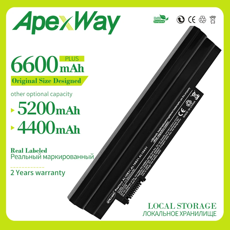 Apexway черный 111 В Аккумулятор для ноутбука acer Aspire AL10A31 AL10B31 AL10G31 один 522 D255 722 D257 D255E D260 D270 AOD255 AOD260