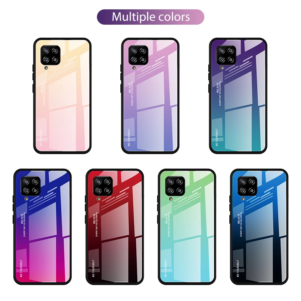 

Gradient Tempered Glass Case For Samsung A51 A71 A42 5G Protective Back Fundas Cover For Samsung Galaxy A21 A21S A41 A90 A71 A51